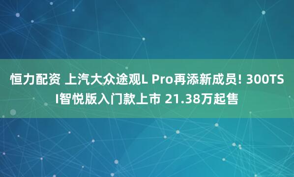 恒力配资 上汽大众途观L Pro再添新成员! 300TSI智悦版入门款上市 21.38万起售