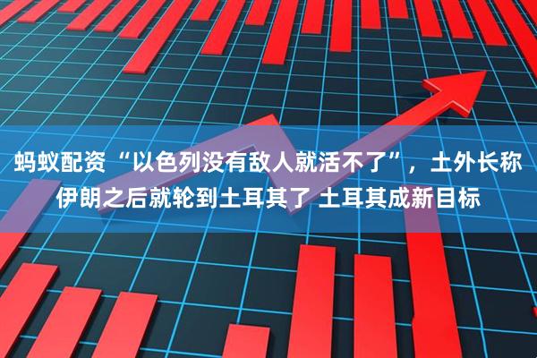 蚂蚁配资 “以色列没有敌人就活不了”，土外长称伊朗之后就轮到土耳其了 土耳其成新目标